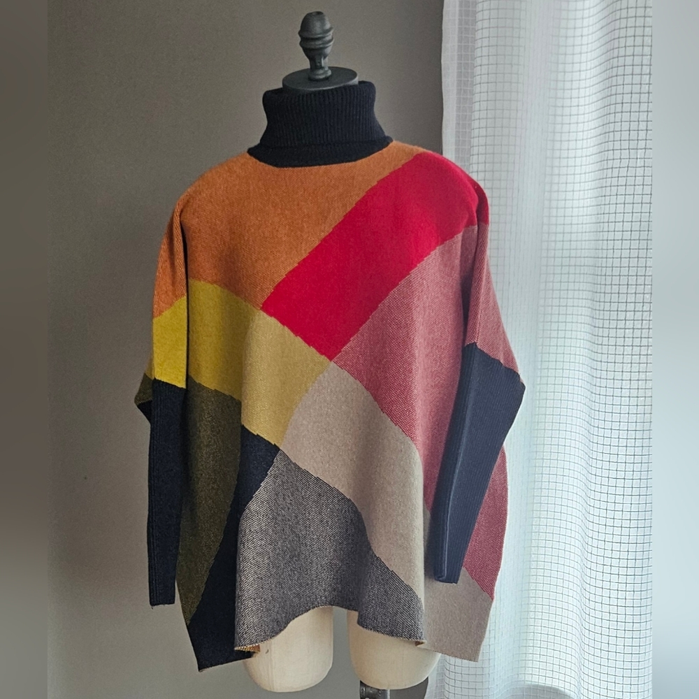 🎁💲EUC Joseph A. Women's Argyle Color Block Dolman Sleeve Sweater Size L - Picture 4 of 12